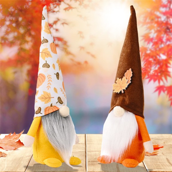 Thanksgiving Day Plysch Gnome Dekoration Doll, 3 st, 14,2 tum