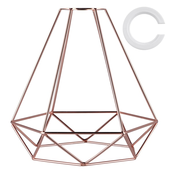 Loftslampeskærm i metal, geometrisk lampeskærm med reduktionsring, lysskærm til køkken, spisestue, soveværelse, gang (roseguld)