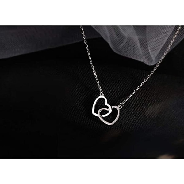 Interlock Heart Sterling Sølv Vedhæng Halskæde Choker Halskæde