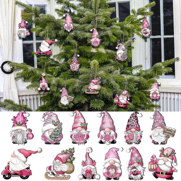julepynt Rosa 24 stk. Jule-tre Gnome Pynt Hengende Pynt Jule-Hengende Pynt
