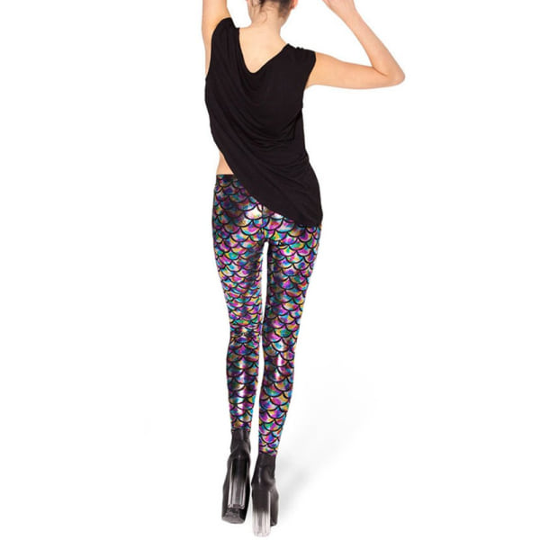 Nya Mermaid Fish Scale Printed Leggings Stretch Tight Byxor