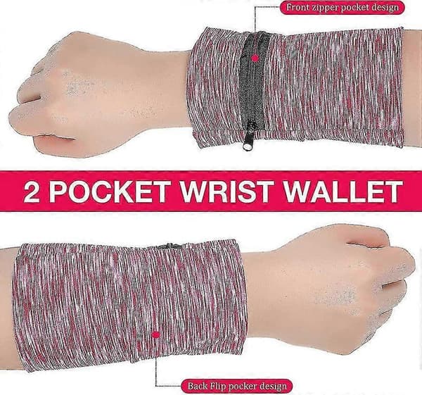 5 Stycken Handledsplånbok Löparplånbok Armband Handledsplånböcker För Kvinnor Män Handledsficka Dragkedja Handledsplånbok