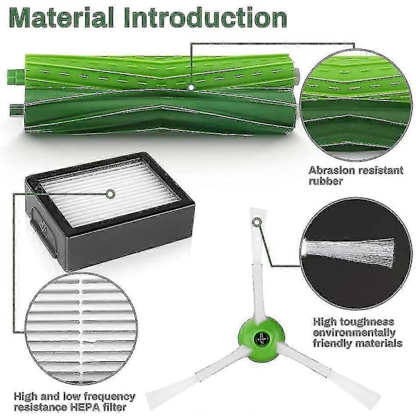 Reservedele til Roomba I7 I7 + / I7 Plus E5 E6 E7, Robot Reservedele Tilbehør med 3 Filtre