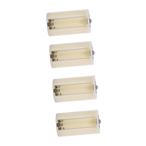 Universal Batteriadapter Holder Case Box, 3 AA til D Størrelse Parallel Konverter, 4 stk. Hvid