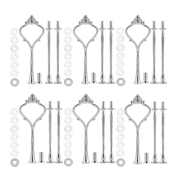 6 Sett Brettebeslag for Kake Stativ 3-lags Kake Stativ Monteringsbeslag Holder for Bryllup og Fest