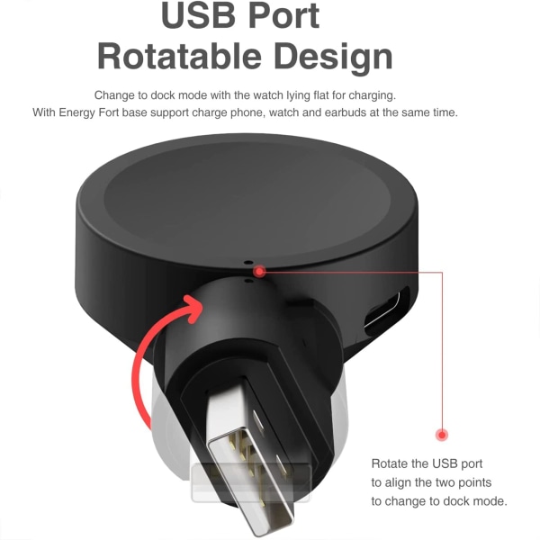 Älykellon magneettinen laturi, yhteensopiva Samsung Galaxy Watch galaxy watch6/5/4 Galaxy Watch Active 2, kannettava matkalaturi USB-portilla (1 kpl)