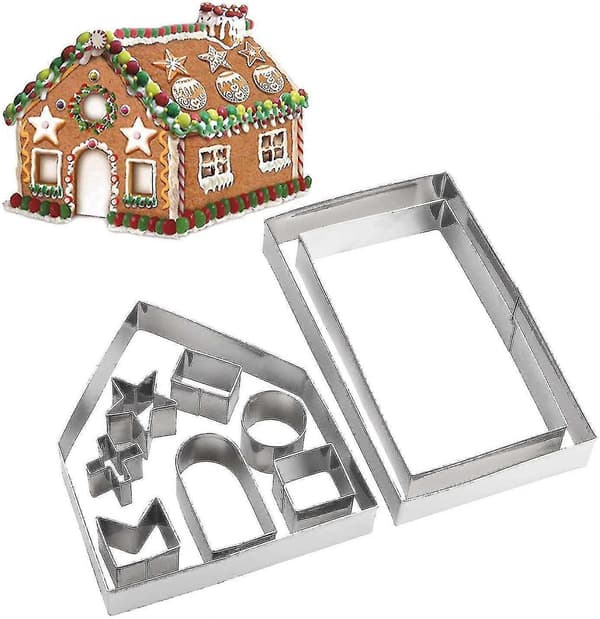 2023 - Pepparkakshus Kit, 10 st 3D Rostfria Kakformar Set För Jul