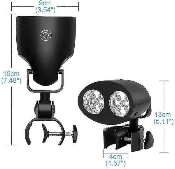 Grilllys for grill, 360-graders rotasjon med 10 LED-lys