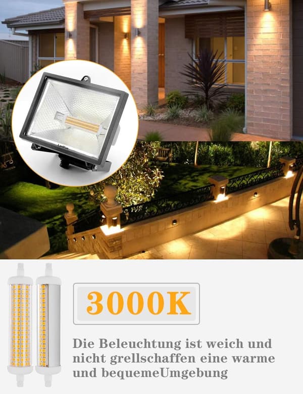 2-pack 118mm R7s LED-lampor Dimbar Varmvitt 3000K
