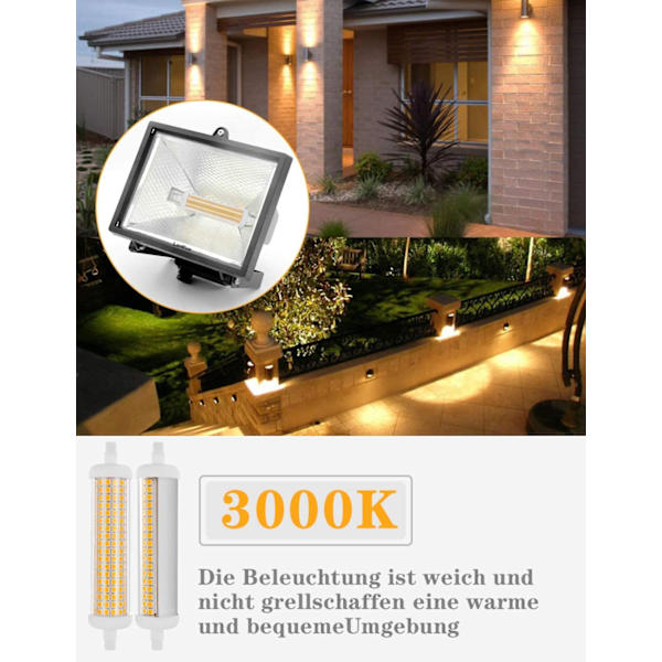 2 stk. 118mm R7s LED-pærer, dæmpbare, varm hvid 3000K