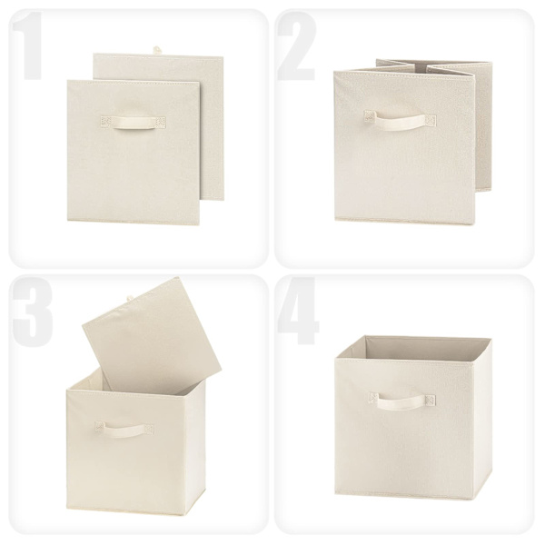 Stora förvaringslådor 33 x 33 x 33 cm, set med 4 hopfällbara förvaringslådor