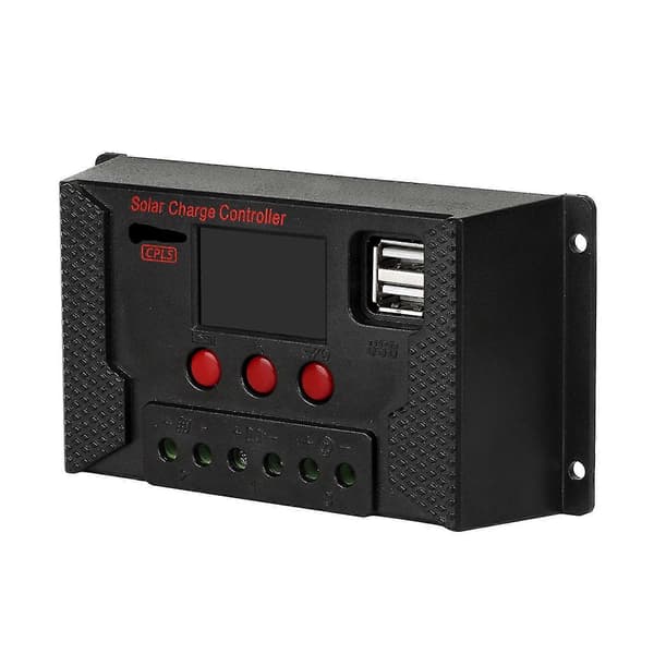 10a Solcelleladeregulator, Solcellepanelregulator 12v/24v Justerbar LCD-skjerm Solcellepanel Batteriregulator med dobbel USB-port, Lading