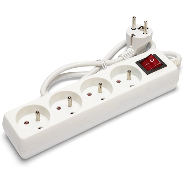 Stikdåse 10/16A + Afbryder – 3G1mm2, 4 Stik