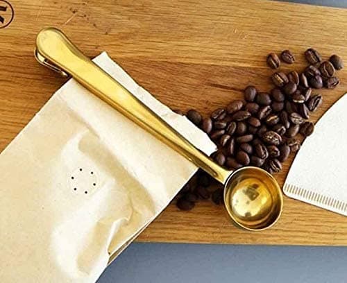 2 stk. Kaffemåleskje for kaffebønner (sølv + gull)