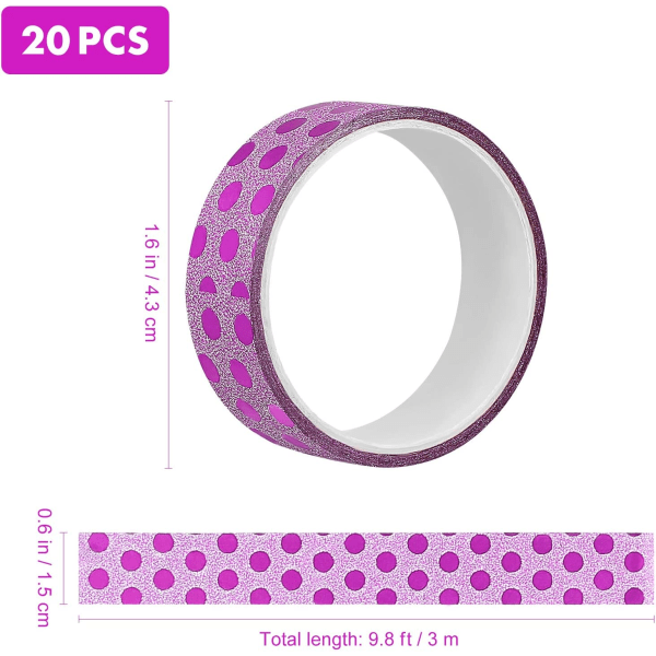 20 rullaa Glitter Washi Tape värillinen