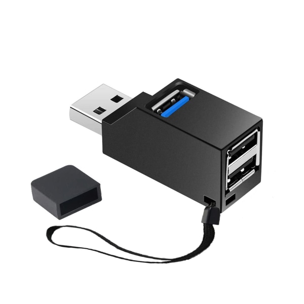 USB-hub, 3-ports hub (2 USB 2.0 + USB 3.0), adapter Høyhastighetsutvidelse for bærbar PC, stasjonær, XPS, Macbook, Surface Pro, USB-minnepinner, mobil HDD