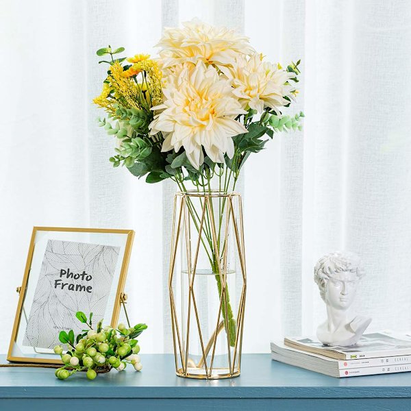 Glasvase til blomster guld, moderne store vaser til pampas