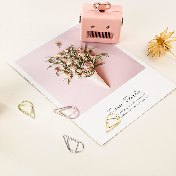 150 Metal Papirclips Bogmærker, Multicolor Vanddråbeformede Klemmer Dråbe Papirclips til Fotos Plakater Noter Memo Papir Guld Sølv Rose 16 * 25mm