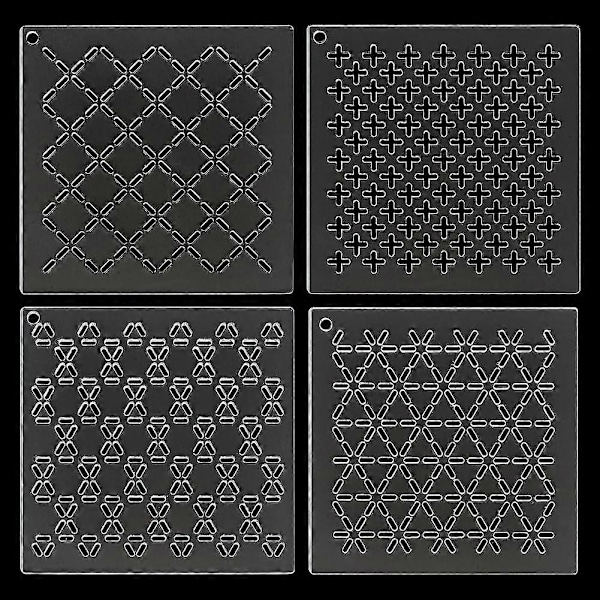 DIY 4 kpl Akryyli Sashiko Sapluuna Risti Akryyli Kirjontatyökalu Piirustusviiva Malli Käsi Tikkaus ja Kirjonta 2,5 mm Paksu