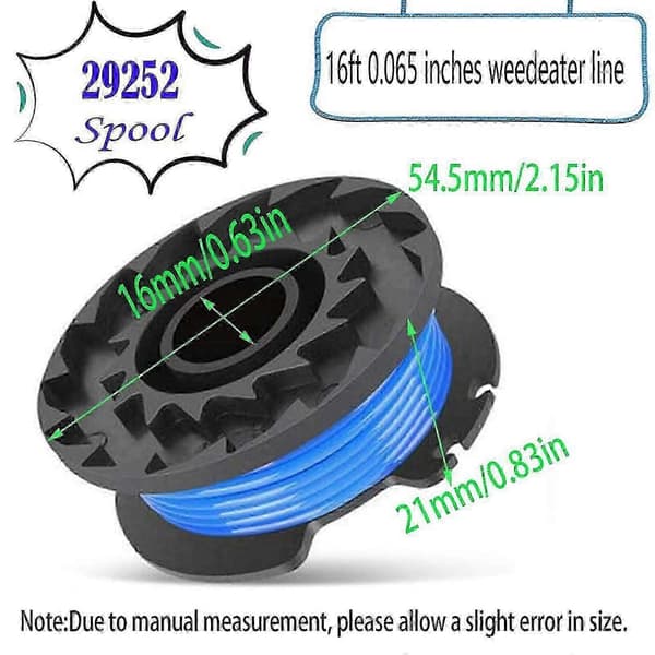 29252 29092 Spoletråd for gresstrimmer, erstatning for Greenworks 24v 40v 80v trådløs trimmer (8 spoler)