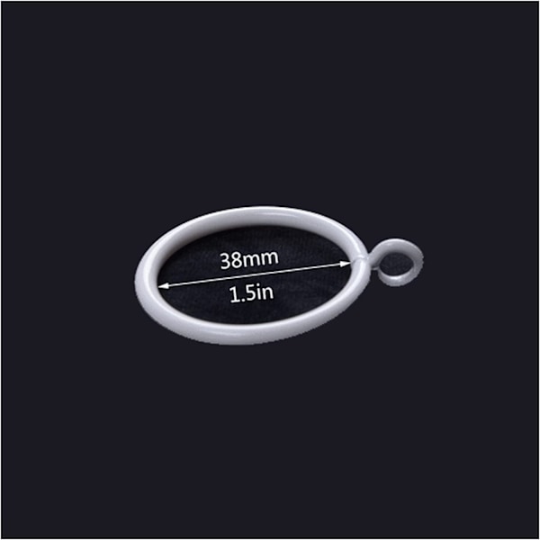 Gardinstångsring för hemmet, duschdraperiets hängande ring, gardinringar i metall, innerdiameter 38 mm (vit)
