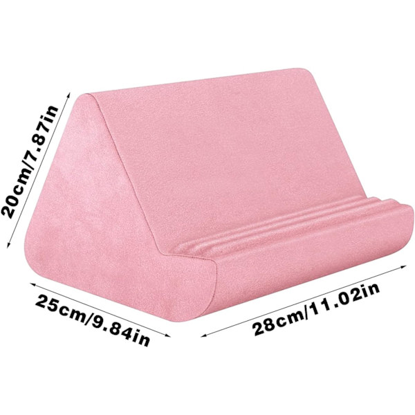 Mjuk Tablettställ Kudde med Fick, Tablettkudde Stativ, Justerbar 3 Visningsvinkel, Lat Hållare Stativ för Säng Soffa, Kompatibel med iPads Tabletter pink