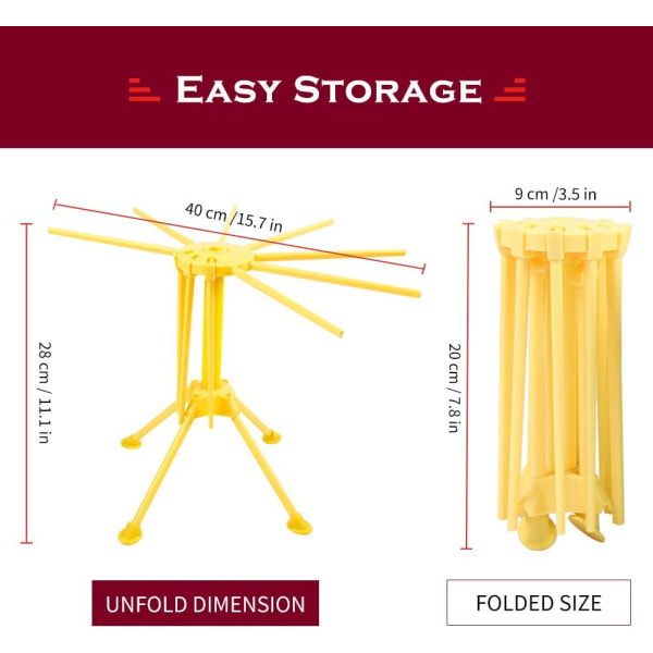 Sammenleggbar pastatørkestativ, plast, sammenleggbar (gul)