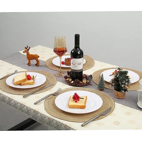 Placemattor, Runda PP-flätade placemat Set om 6 tvättbara värmebeständiga