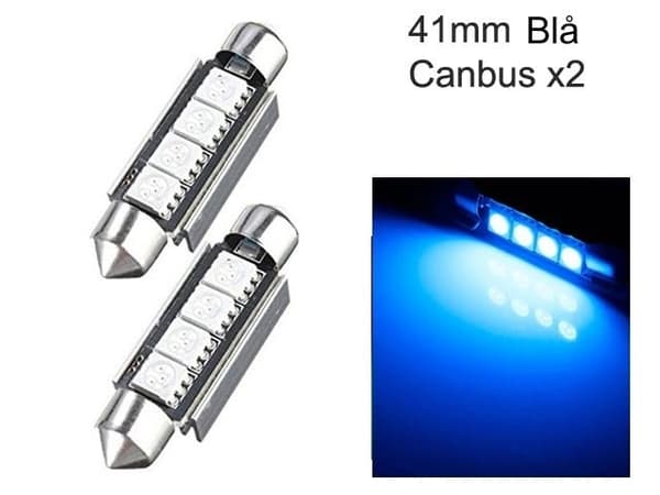 C5W SV8.5 LED-lampa Canbus, 41-42 mm, blå, 2-pack. 41mm Blå 2-pack