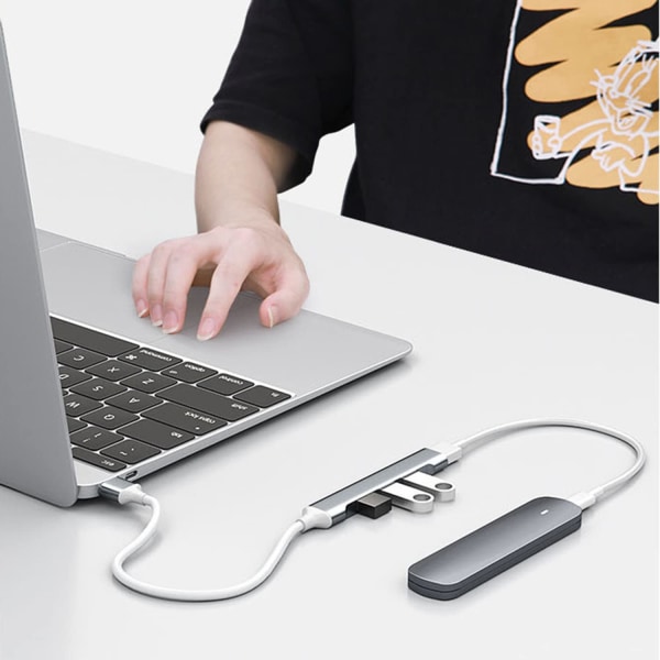 USB hubb, USB -adapter 4 portar, 1 USB 3.0 och 3 USB 2.0-hubb för Macbook Pro/Air, Surface Pro, PS4, bärbar dator, USB minnen, mobil hårddisk och mer