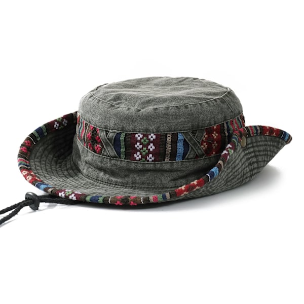 Mænd Sommer Solhatte Strand Boonie Hat Fishsing Hat mørkegrå