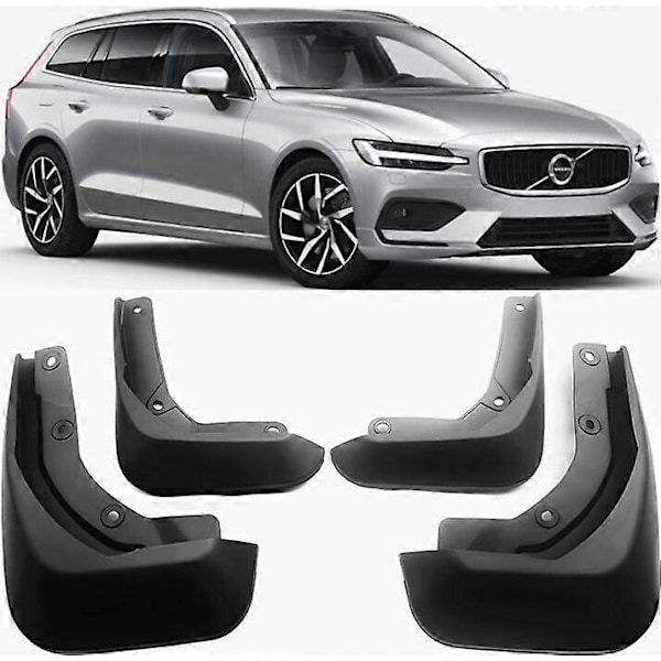 Høykvalitets Ekte Støpt Sett Sprutbeskyttere Mud Flaps FOR 2019-2024 Volvo V60 Stasjonsvogn