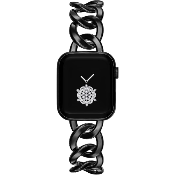 38/40/41/mm 42/44/45mm Dam Guld Klassisk kedja Smartwatch band Kompatibel för Apple Watch Series Band 9/8/7/SE/6/5 Snygg ersättningsrem BLACK 38/40/41MM