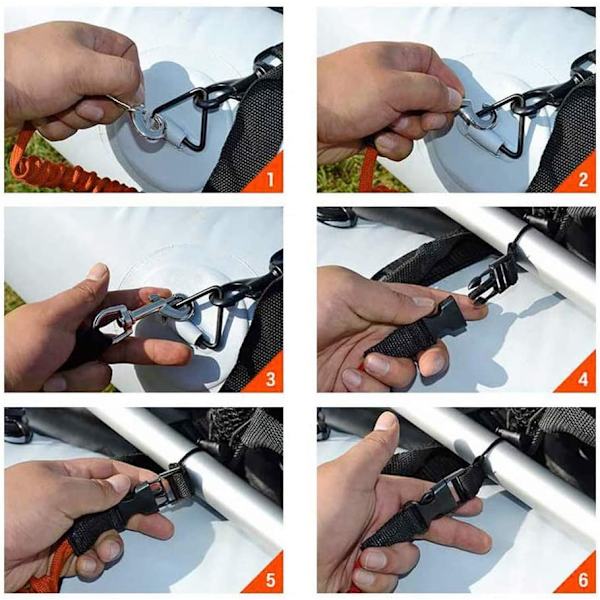 2 stk kajakkpadle-leash, med justerbar beltespenne - oransje