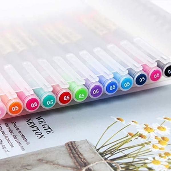 Sett med 5 Premium Japanske Svarte Gelpenner, med 0.5mm Glatt Fin Tupp, Silikongrep, Metallklips og Uttrekkbar Kulepenn, Lyse Toner (Morandi)