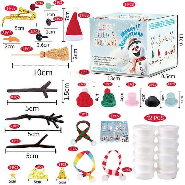 DIY-set för snögubbe i lera, julklapp till barn, julpyssel julklappar