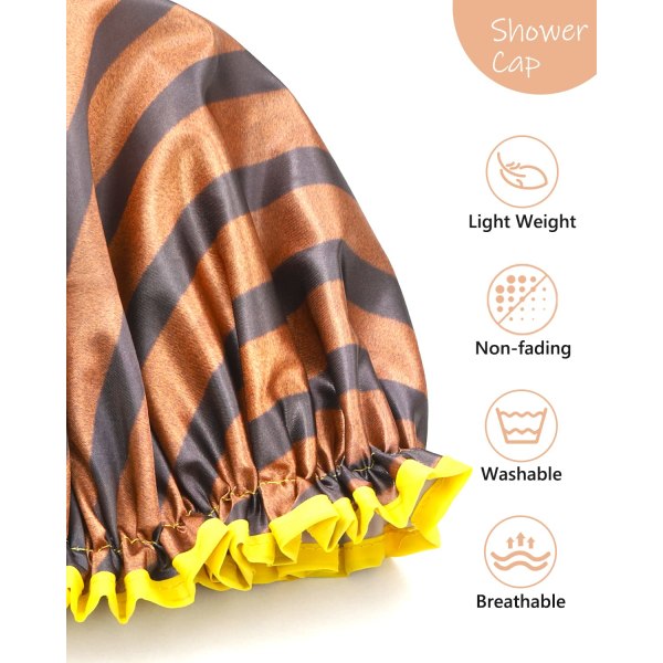 Stor dusjhette for menn og kvinner, overdimensjonert vanntett dusjhette, gjenbrukbar, vaskbar, gylne striper Fasjonabel dusjhette X-Large pakke med 1