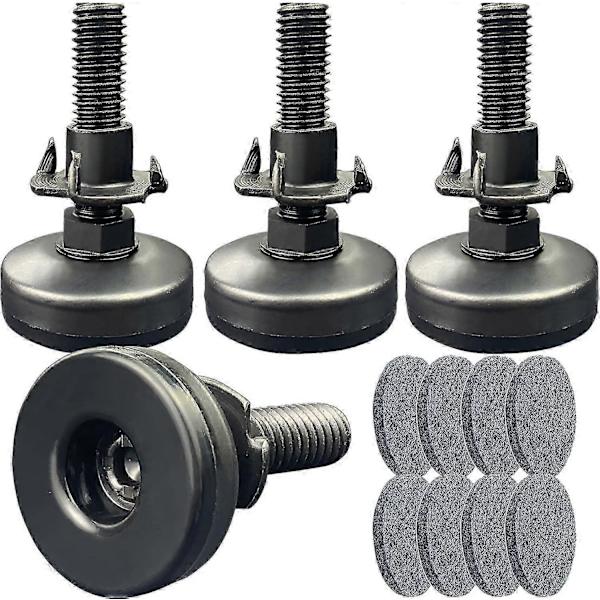 3/8\" Nivelleringsfødder med gevind - Kraftig, 4 stk., Sort