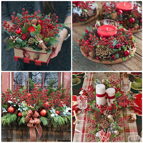 6-pack juldekorationer konstgjorda röda bär DIY krans 9,8\"