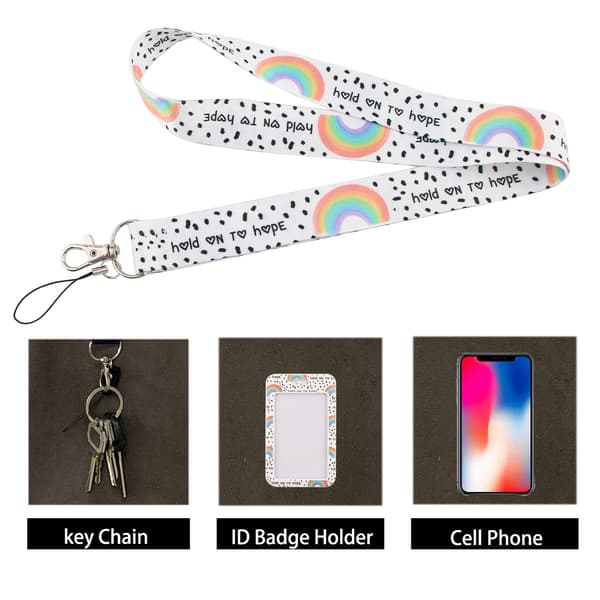 Boho regnbue-lanyard med kortholdersett for nakken