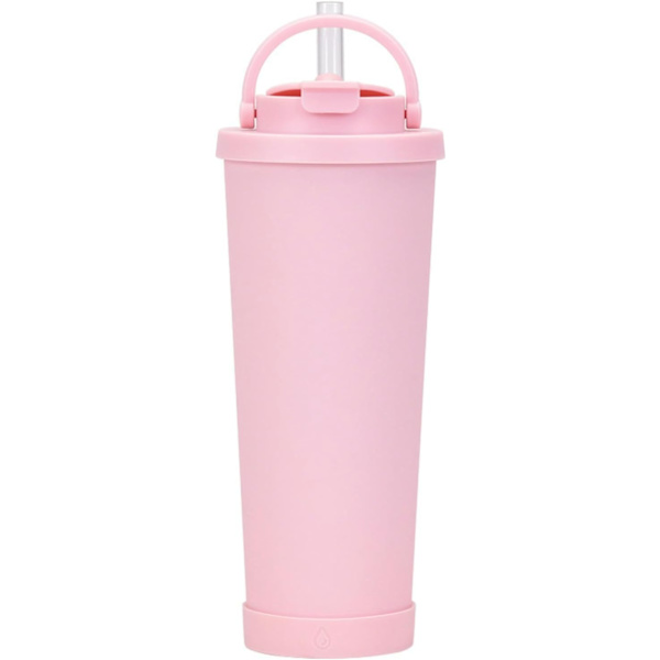 Isolert med lokk og sugerør - Rustfritt stål isolerte kopper Varmt og kaldt bruk - Dobbeltvegget isolert lekkasjesikker daglig vanninntaksflaske for treningsstudio pink