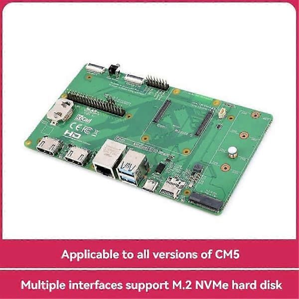 For CM5 IO Board Baseboard til Compute Module 5 IO Board Understøtter M.2 NVMe SSD