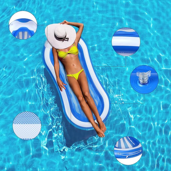 Pool Inflatables för vuxna, uppblåsbara pool flyter stol Mesh Vatten Hängmatta Pool Lounger