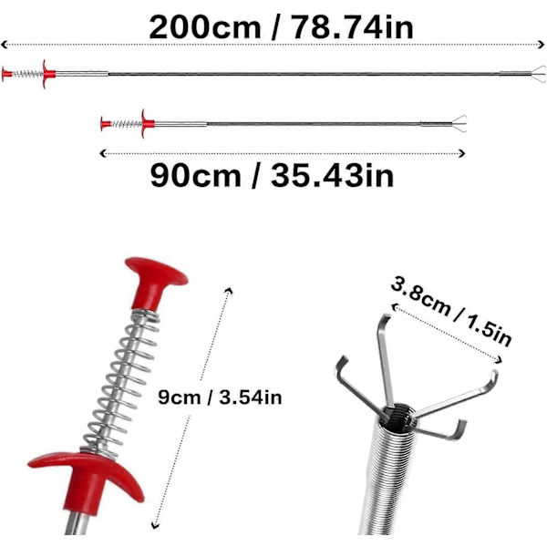 2 stk. fleksible teleskoptenger, egnet for rørrensing