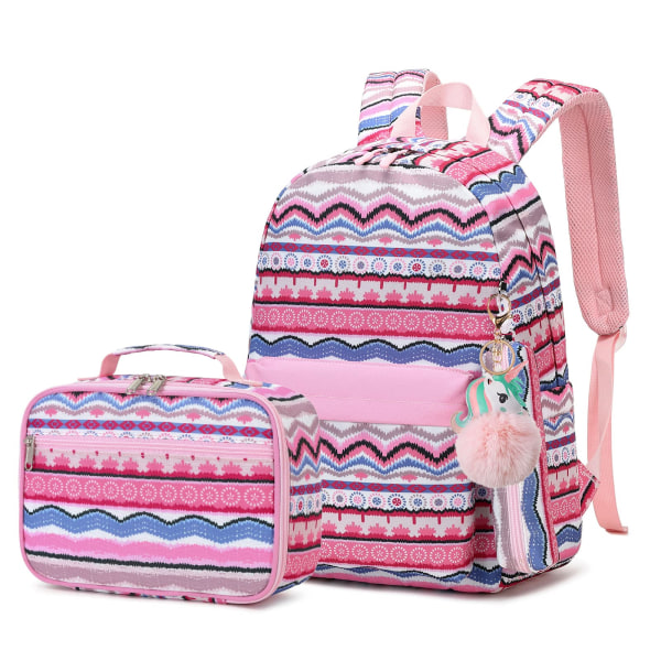 Colorful School Backpack (Stripe Pink)