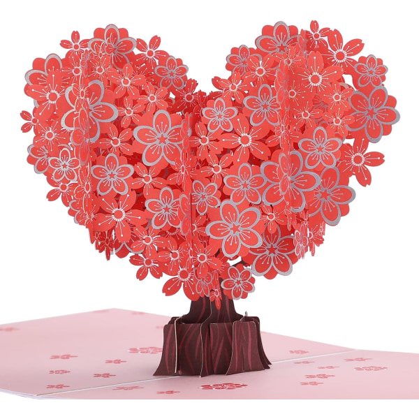 Pop Up gratulationskort 3D hjärtform Sakura Mors dag Födelsedag Alla hjärtans dagskort för fru, mamma, kvinnor, syster, älskare, flicka