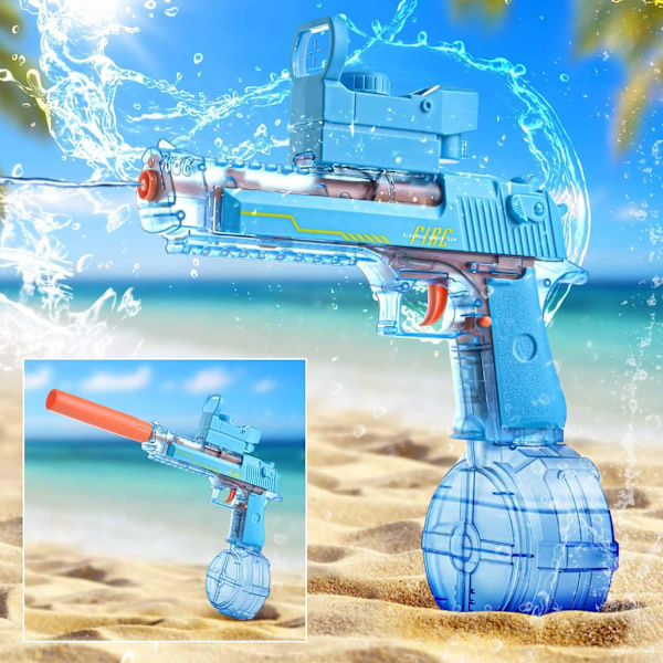 Elektrisk vattenpistol, manuell och automatisk länkage vattenpistol, ultralång räckvidd, stor kapacitet, ultralång standby, lämplig för sommarpoolpartyn B