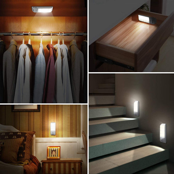 Rörelsesensorlampor, LED Super Bright Under Cabinet Lights, 1000mAh USB Uppladdningsbara Garderob Nattlampor med Magnetremsa (2 Pack)