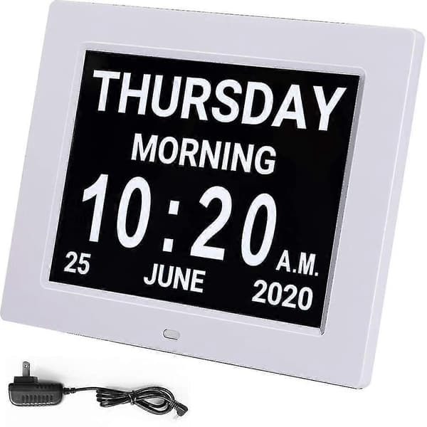 Digital Kalender Alarm Dagklocka med 8\" Stor Skärm