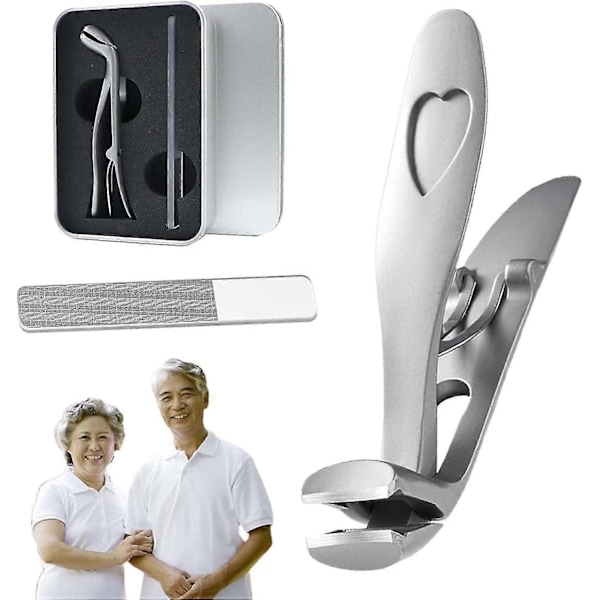 Nagelklippare, nagelklippare för seniorer, ergonomiska nagelklippare stora för seniorer, nagelklippare nagelfil set silver